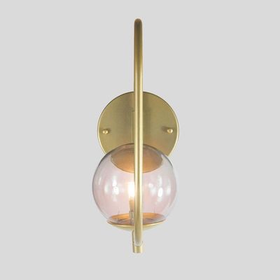 Arandela Parede Online Dourado Globo De Vidro Fume