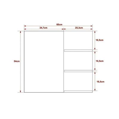 Armário De Banheiro C-espelho Bn3608 3 Prateleiras 60cm Cor Branco - Tecno Mobili