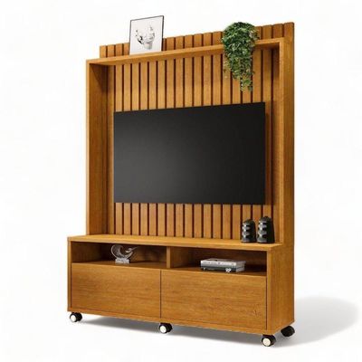 Estante Home Para Tvs 50 Estilos Naturalle Ripado Carmolar