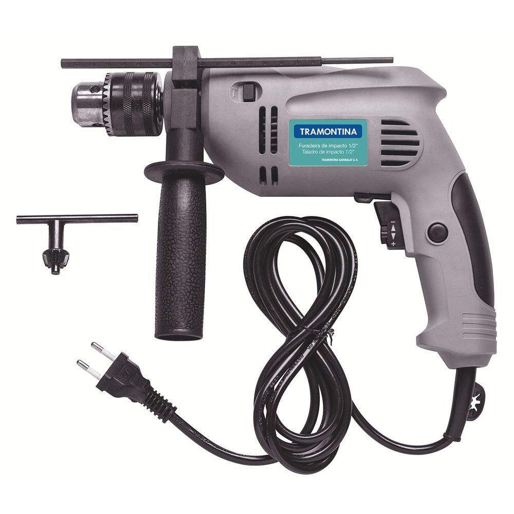 Furadeira De Impacto 1-2" 500w Com Kit De Parafusos E Buchas 220v - Tramontina
