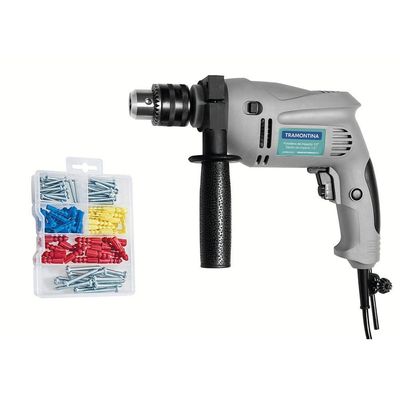 Furadeira De Impacto 1-2" 500w Com Kit De Parafusos E Buchas 220v - Tramontina