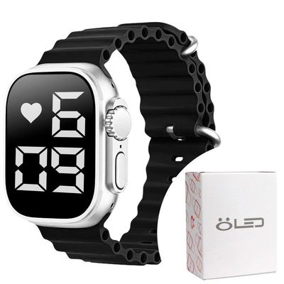 Relógio Digital Feminino Ultra Aço Inox Silicone Led + Caixa Preto Original Garantia Prata Presente
