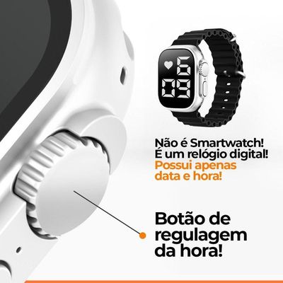 Relógio Digital Feminino Ultra Aço Inox Silicone Led + Caixa Preto Original Garantia Prata Presente