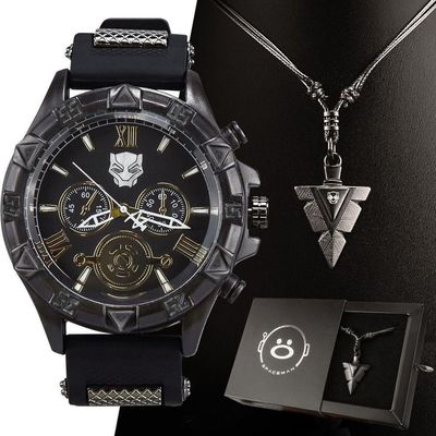Relogio Masculino Pantera Aço Inox Preto + Cordão Corrente Analogico Presente Casual Original Social