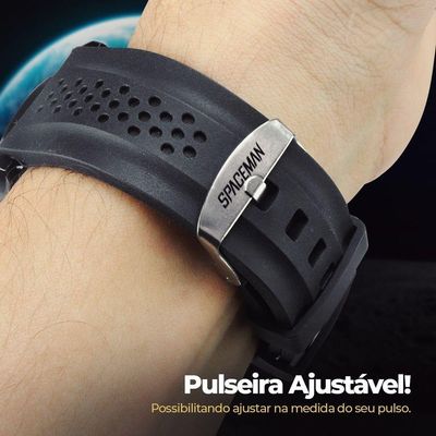 Relogio Masculino Aço Inox + Caixa Pingente Cruz Social Silicone Ajustavel Casual Cordao Relogio