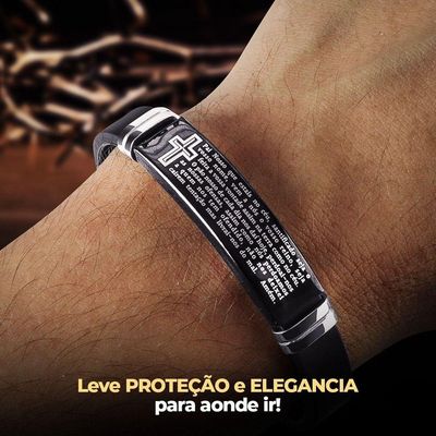 Relogio Masculino Preto Aço Inox + Caixa + Pai Nosso Pulseira Original Social Casual Ajustavel