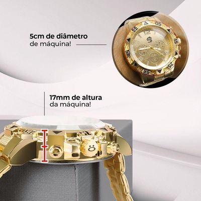 Relogio Masculino Banhado Original Aço Inox Grande Caixa Original Casual Dragão Qualidade Premium