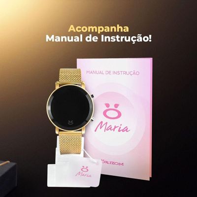 Relogio Feminino Digital Dourado + Redondo + Aço Inox Premium Led Original Ajustavel Presente Casual