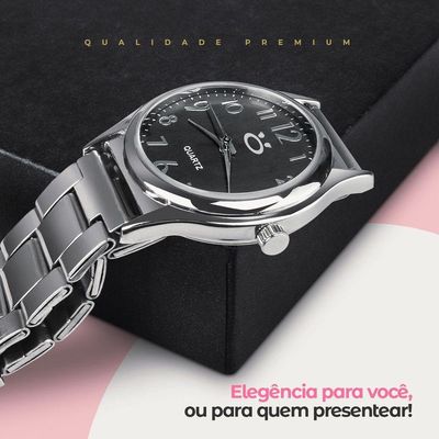 Relogio Feminino Prata Qualidade Premium Aço Inox Casual Presente Original Social Casual Moda