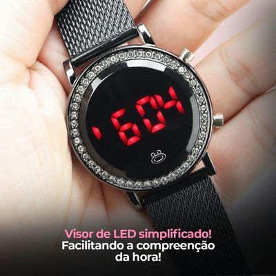 Relogio Feminino Silicone Led Digital Aço Inoxidavel Ajustavel Qualidade Premium Moda Casual Social