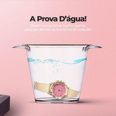 Relogio Feminino Prova Dagua Aço Banhado + Colar + Pulseira Pulseira Ajustavel Qualidade Premium