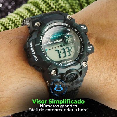 Relogio Prova Dagua Digital Infantil Camuflado Silicone Data