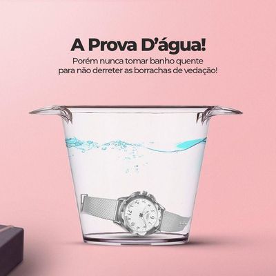 Relogio Feminino Aço Inox Prova Dagua + Colar + Pulseira