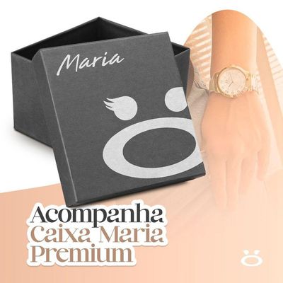 Relogio Feminino Dourado Inox Aço + Brincos + Caixa