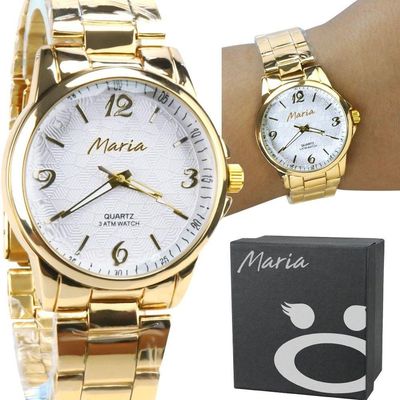Relógio Feminino Banhado Ouro Aço Inox + Caixa Original Moda