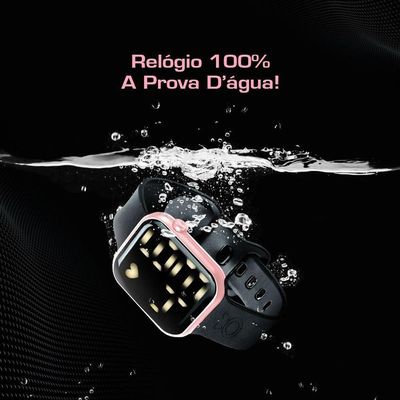 Relogio Feminino Digital Prova Dagua Quadrado Rosa Silicone