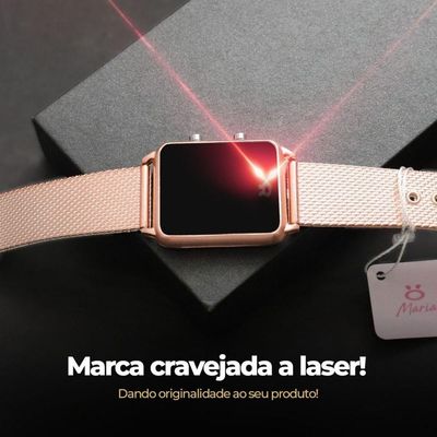 Relogio Feminino Premium Quality + Rose + Digital + Quadrado