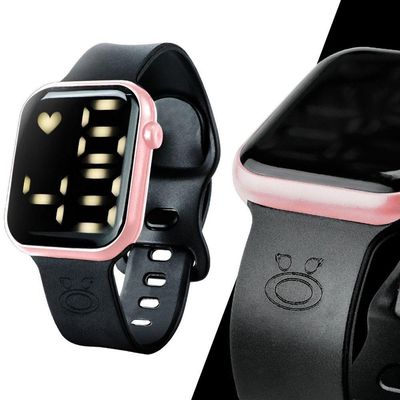 Relogio Feminino Digital Prova Dagua Quadrado Rosa Silicone