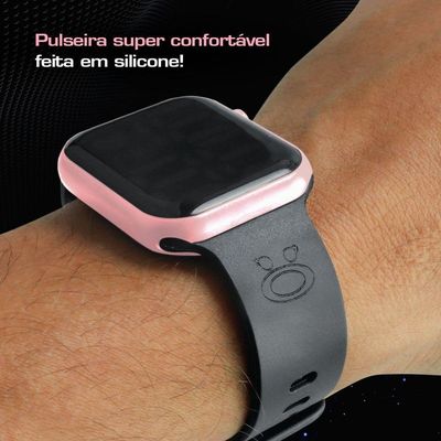 Relogio Feminino Digital Prova Dagua Quadrado Rosa Silicone