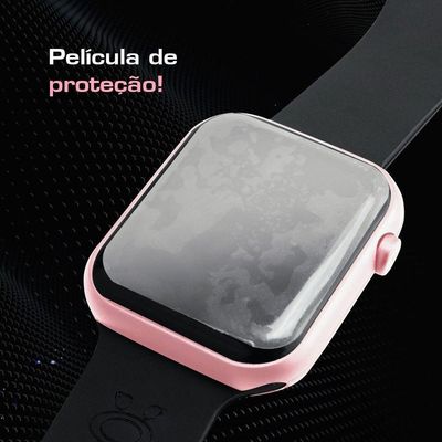 Relogio Feminino Digital Prova Dagua Quadrado Rosa Silicone