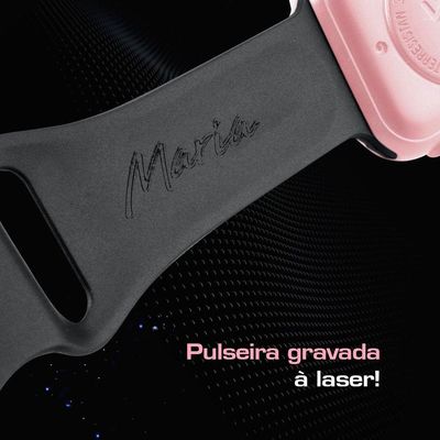 Relogio Feminino Digital Prova Dagua Quadrado Rosa Silicone