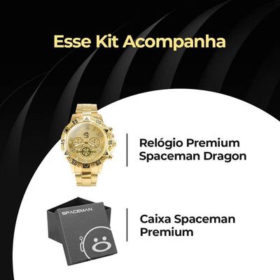 Relogio Masculino Original Aço Inox Dourado Grande + Caixa