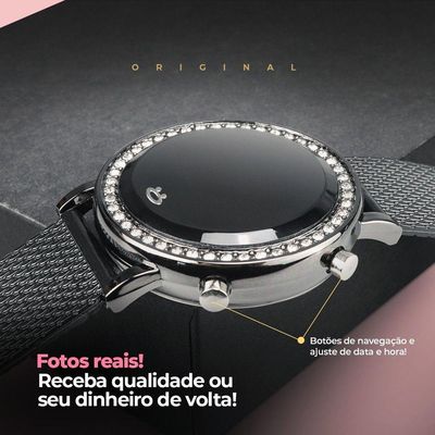 Relogio Feminino Led Digital Aço Inoxidavel Silicone Strass