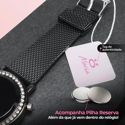 Relogio Feminino Led Digital Aço Inoxidavel Silicone Strass