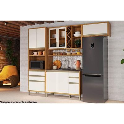 Armário Aéreo Cozinha Modulado Tempranillo 1 Porta 80cm Amendoa-off White - Ronipa