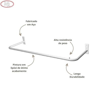 Arara De Parede 120x30 Branco Azulado