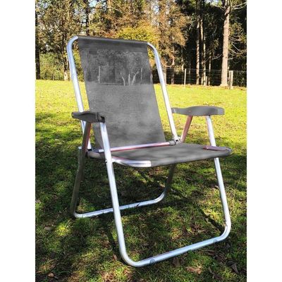 Kit 2 Cadeira Praia Max Alumínio Oversize Cinza Reforçada 140kg Zaka Cinza