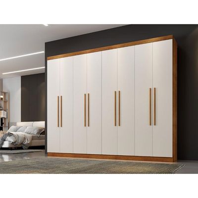 Roupeiro New Premium Com 8 Portas E 4 Gavetas Em Mdp Benetil Cinamomo- Off White