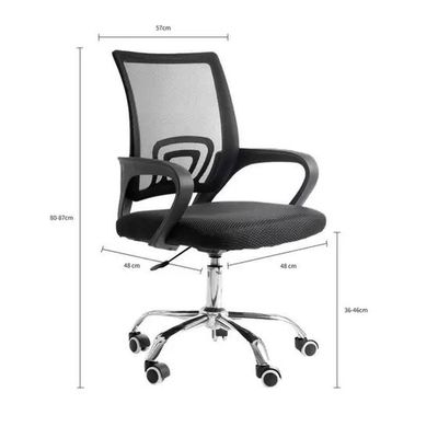 Kit 6 Cadeiras De Rodízios Tok Escritório Home Office Telinha Preto