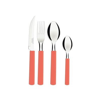 Faqueiro Tramontina Gamboa Lâminas Aço Inox Vermelho 16 Peças Tramontina