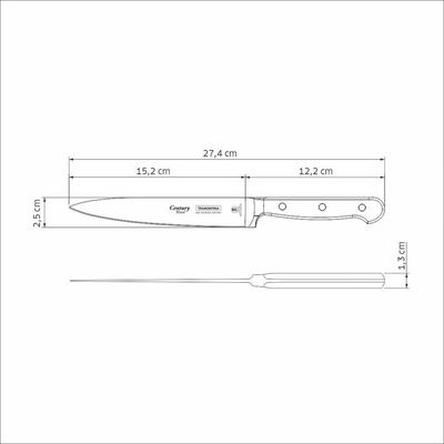 Faca Utility Tramontina Century Wood Aço Inox Cabo De Madeira Tratada Castanho 6pol Tramontina