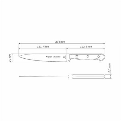 Faca Utility Tramontina Century Wood Aço Inox Cabo De Madeira Tratada Castanho 6pol Tramontina