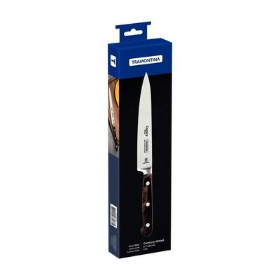 Faca Utility Tramontina Century Wood Aço Inox Cabo De Madeira Tratada Castanho 6pol Tramontina