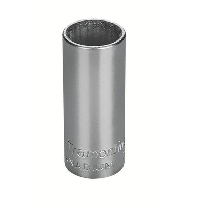 Soquete Estriado Longo Aço Cromo Vanádio 15mm Encaixe 3/8pol Tramontina Pro Tramontina