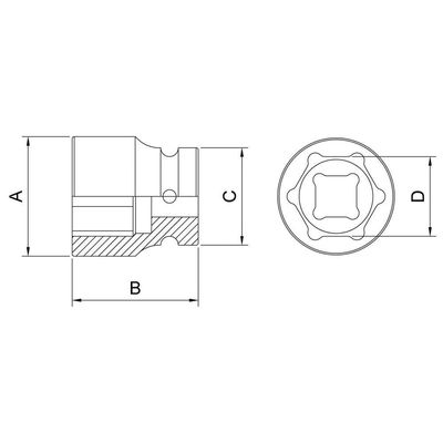 Soquete Impacto Sextavado Aço Cromo Molibdênio 32mm - Encaixe 1/2pol Tramontina Pro Tramontina