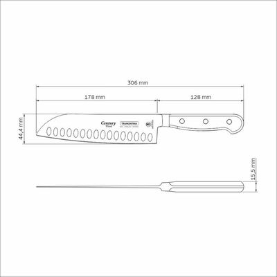 Faca Santoku Tramontina Century Wood Aço Inox Cabo De Madeira Tratada Castanho 7pol Tramontina