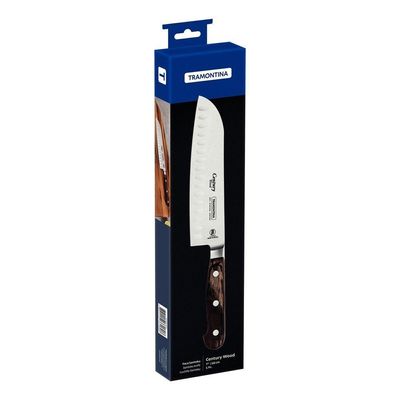 Faca Santoku Tramontina Century Wood Aço Inox Cabo De Madeira Tratada Castanho 7pol Tramontina