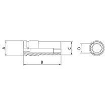 Soquete Impacto Sextavado Longo Aço Cromo Molibdênio 15mm - Encaixe 1/4pol Tramontina Pro Tramontina