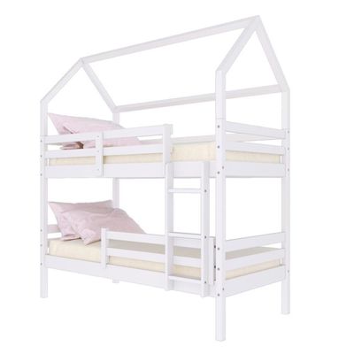 Beliche Casinha Solteiro Slim Rb Com Grade De Proteção Madeira Maciça Branco Housin