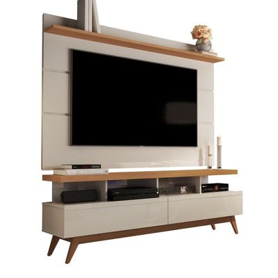Conjunto Painel Com Rack 1,6 Vivare Wood Off White-nature - Giga
