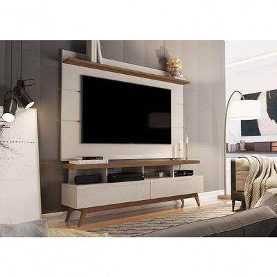 Conjunto Painel Com Rack 1,6 Vivare Wood Off White-freijó - Giga