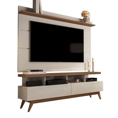 Conjunto Painel Com Rack 1,6 Vivare Wood Off White-freijó - Giga