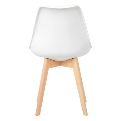 Kit Com 4 Cadeira Leda Branca - Charles Eames Wood Com Almofada