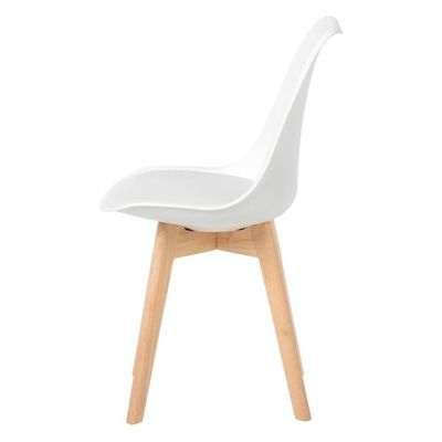 Kit Com 3 Cadeiras Leda Branca - Charles Eames Wood Com Almofada