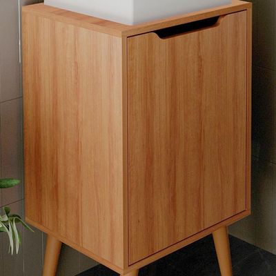 Gabinete Para Banheiro Pes Palito 1 Porta Bn3641 Amendoa Tecno Mobili Amendoa