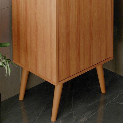 Gabinete Para Banheiro Pes Palito 1 Porta Bn3641 Amendoa Tecno Mobili Amendoa
